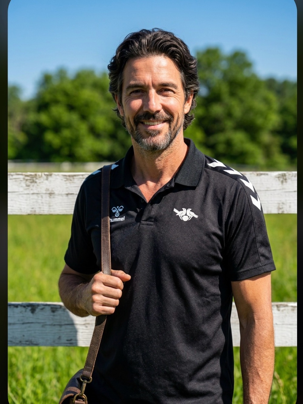 Hummel Men’s Black Polo with White Chevron Accents